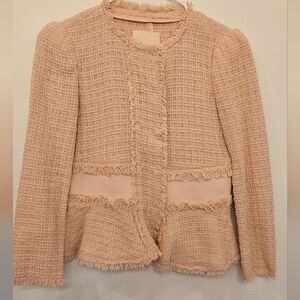 Rebecca Taylor Textured Blazer in Soft Pink